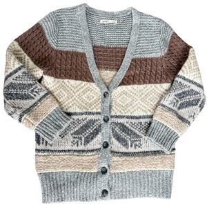 Old Navy Wool Blend Cardigan L Grandpa Chunky Knit Lodgecore Granola Cottage